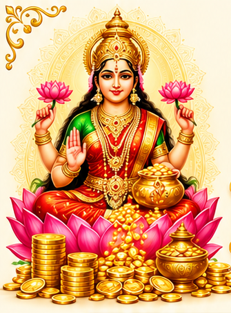 Goddess Lakshmi with gold coins
